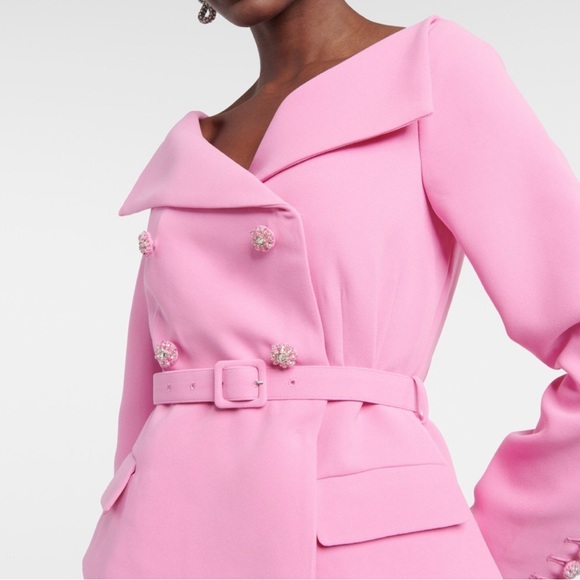 Self-Portrait Tailored Crepe Blazer Lace Midi Dress - Picture 3 of 6